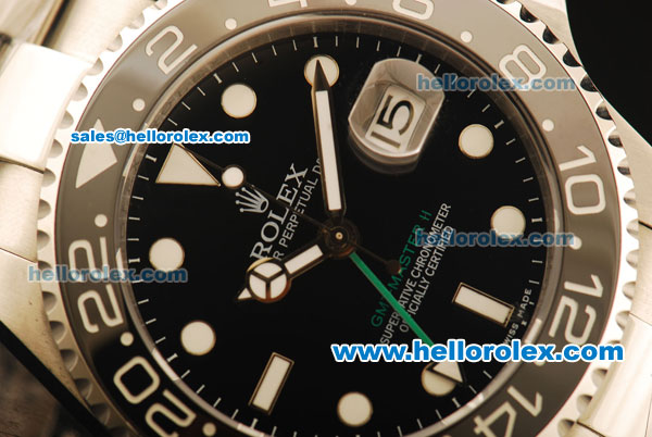 Rolex GMT Master II Automatic Movement ETA Coating Case with Black Bezel and Green Second Hand - Click Image to Close